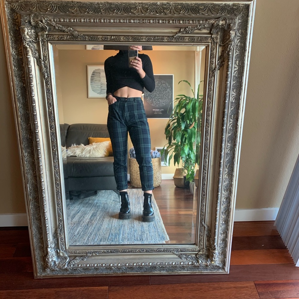 Brandy Melville high waisted green plaid pants